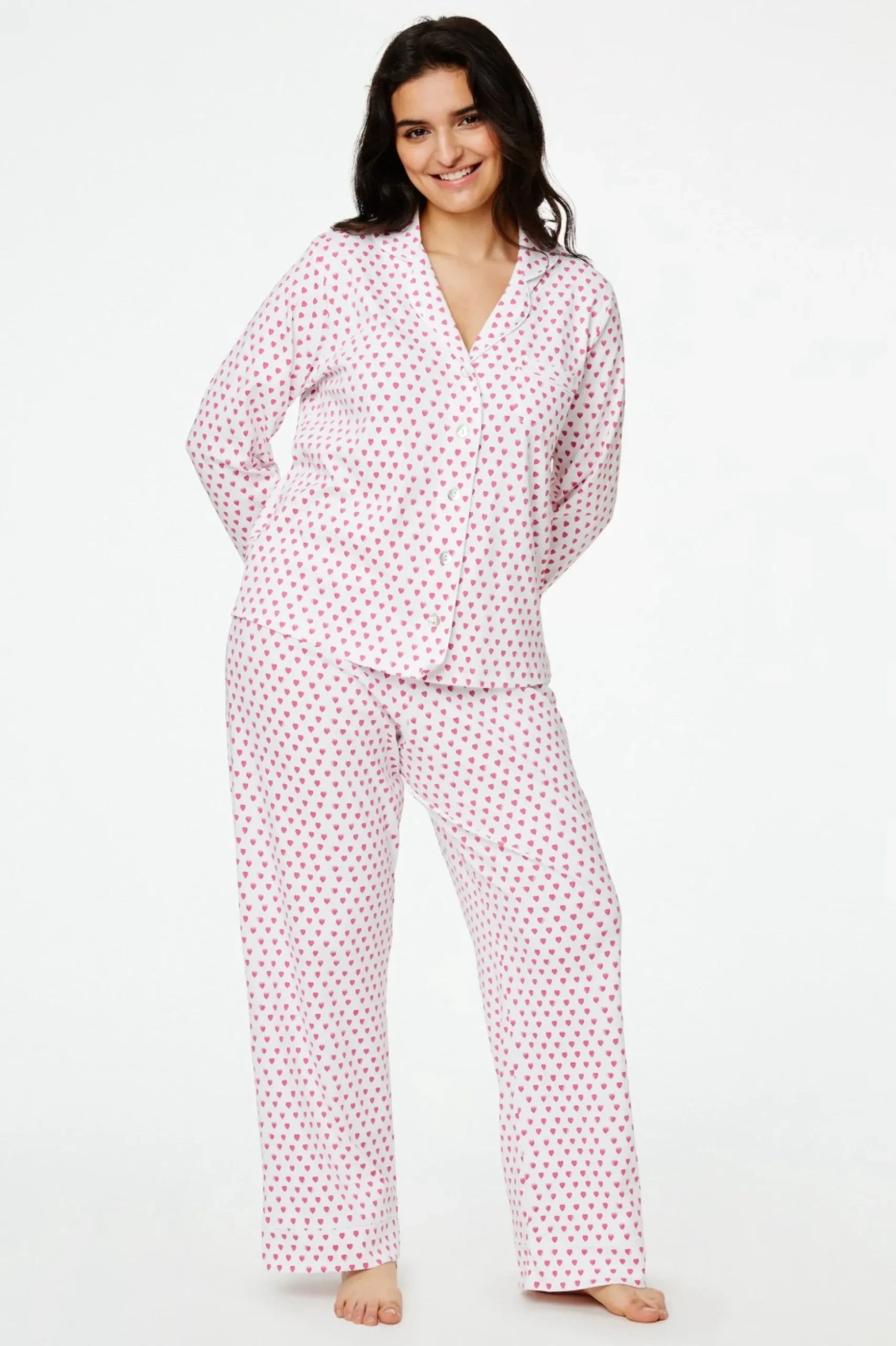 Hearts Long Sleeve Polo Pajamas