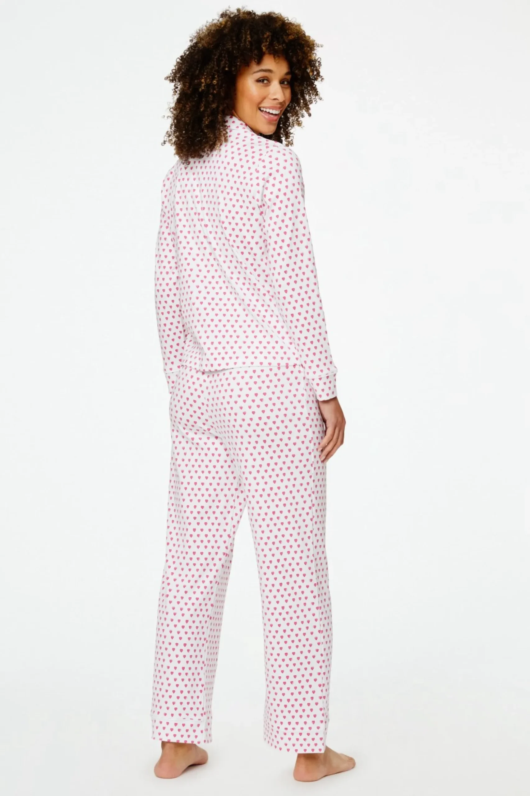Hearts Long Sleeve Polo Pajamas