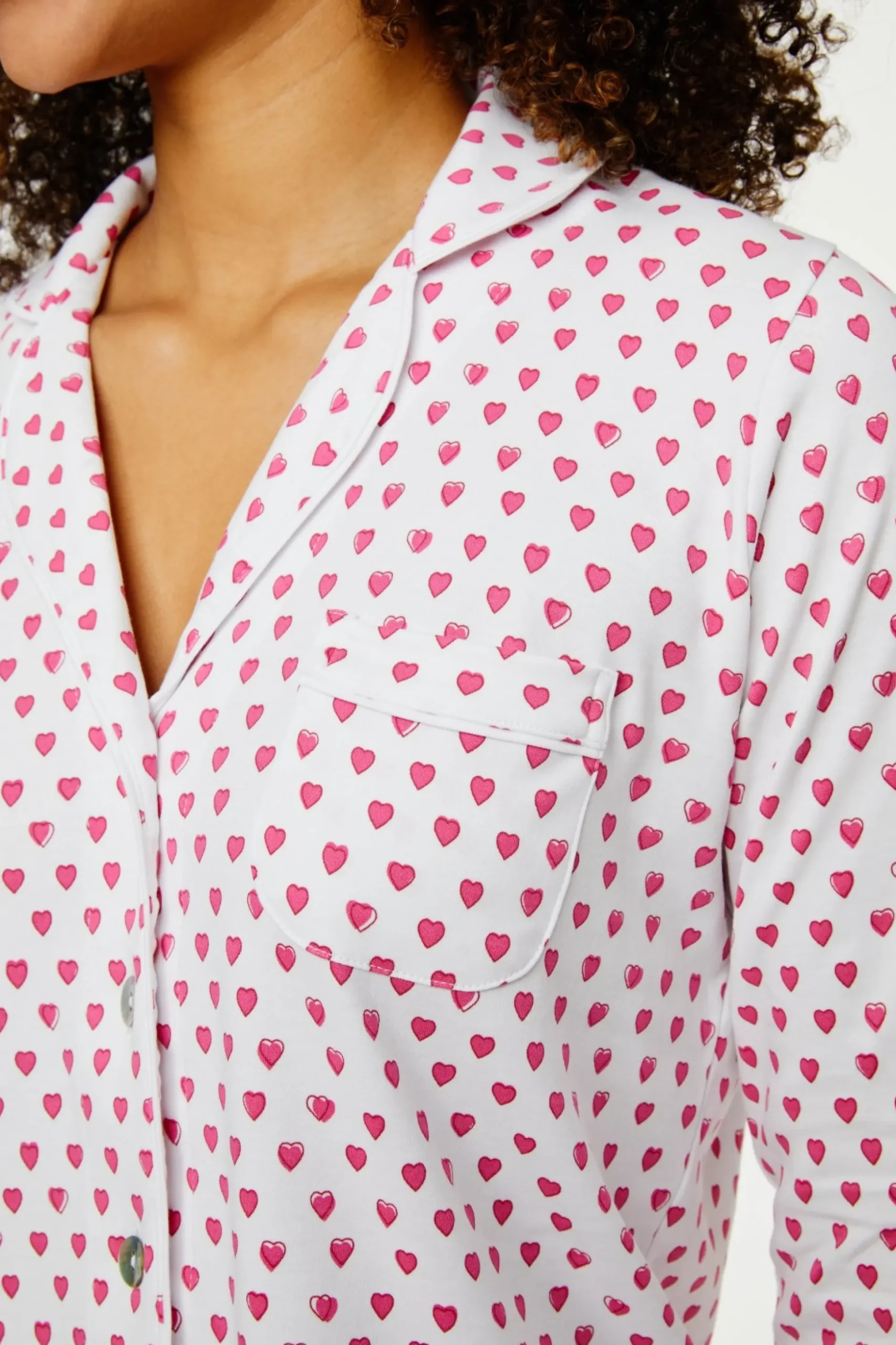 Hearts Long Sleeve Polo Pajamas