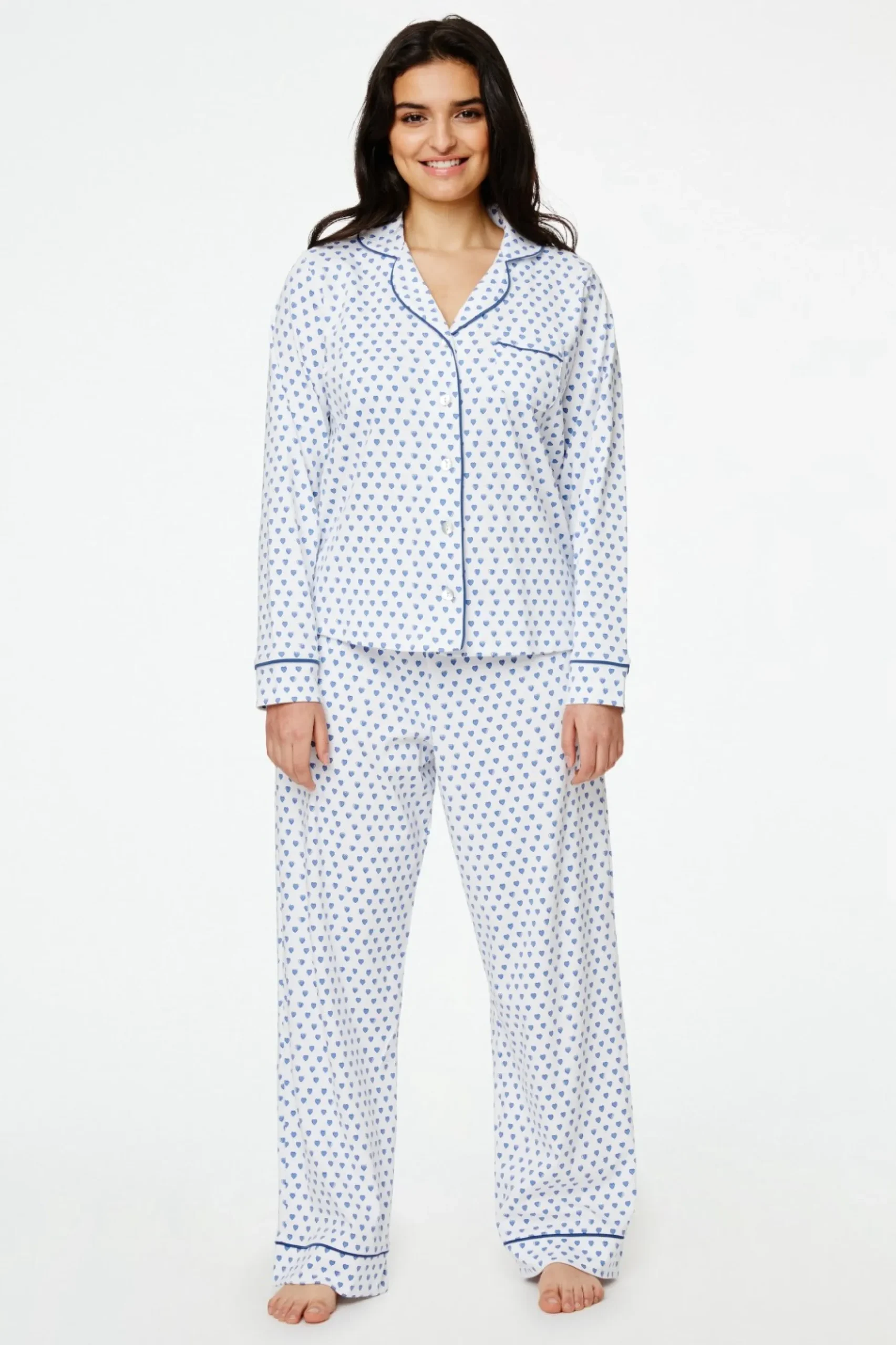 Hearts Long Sleeve Polo Pajamas